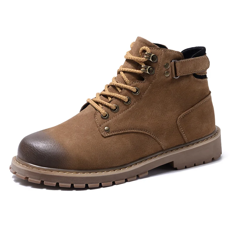 

GNORNIL Fashion Leather Men Martin Boots 2019 Spring Winter Men Shoes Non-slip Casual Plush Male Ankle Boots Plus Size 38-46