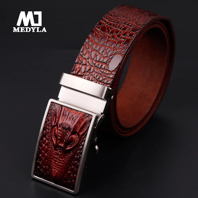 

MEDYLA Men's belt automatic buckle belt belt faucet leather strap, alligator stripe leather belt