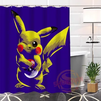 

100% Polyester Custom Popular pikachu#3 Fabric Modern Shower Curtain bathroom With Hooks New arrival H0223-26