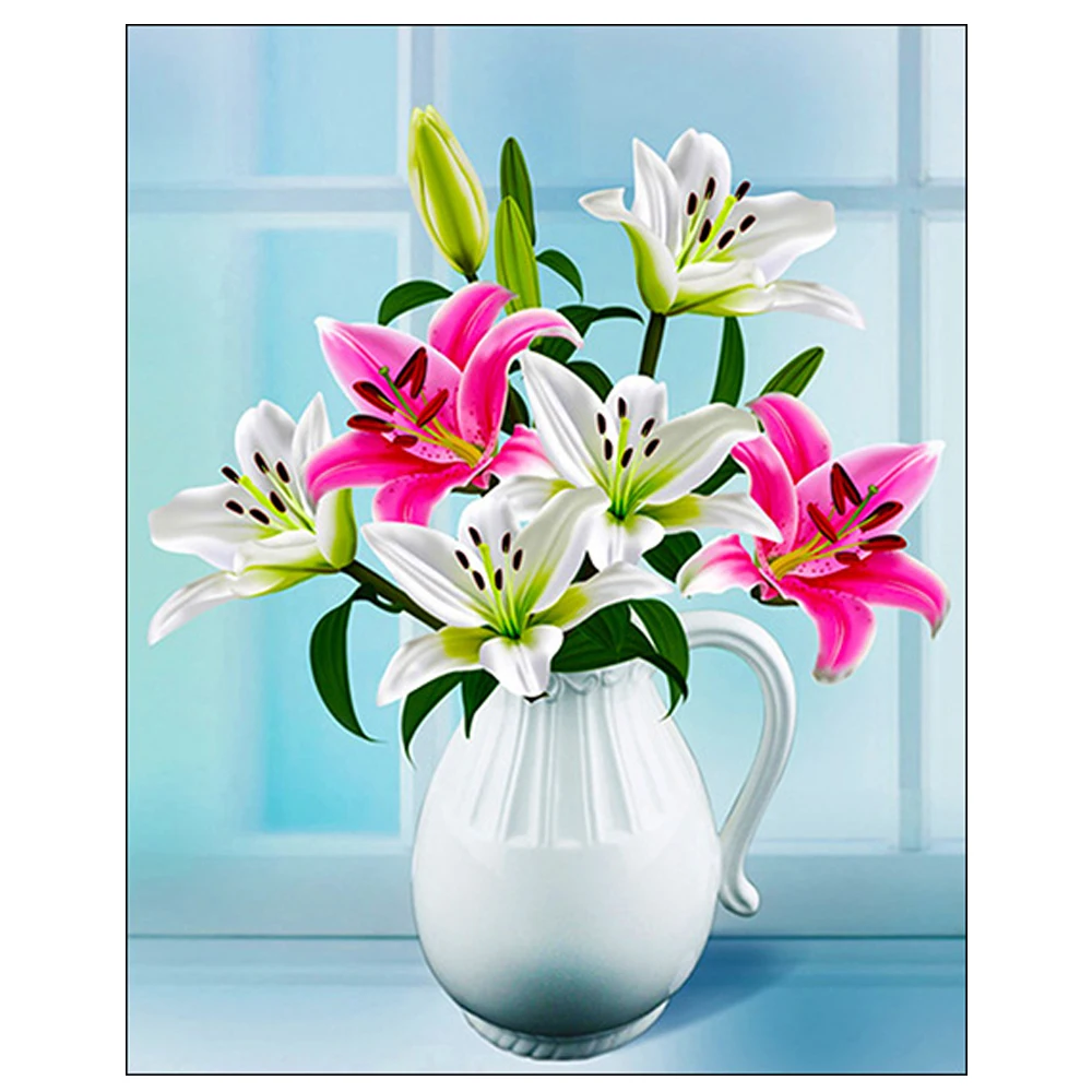 

DIY Diamond Painting Flower Bunch lily scene Diamond Embroidery flower bunch calla Cross Stitch flower fulll round Home Decor