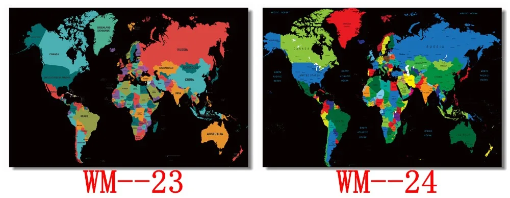 Пользовательские холст Наклейки на стены Карта мира Плакат карта мира наклейки на стену для офиса Фреска карта мира обои украшения спальни#0620