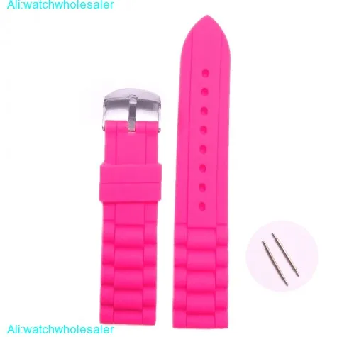 18mm Happy Hot Pink Silicone Jelly Rubber Ladies Watch Band Straps WB1002W18JB