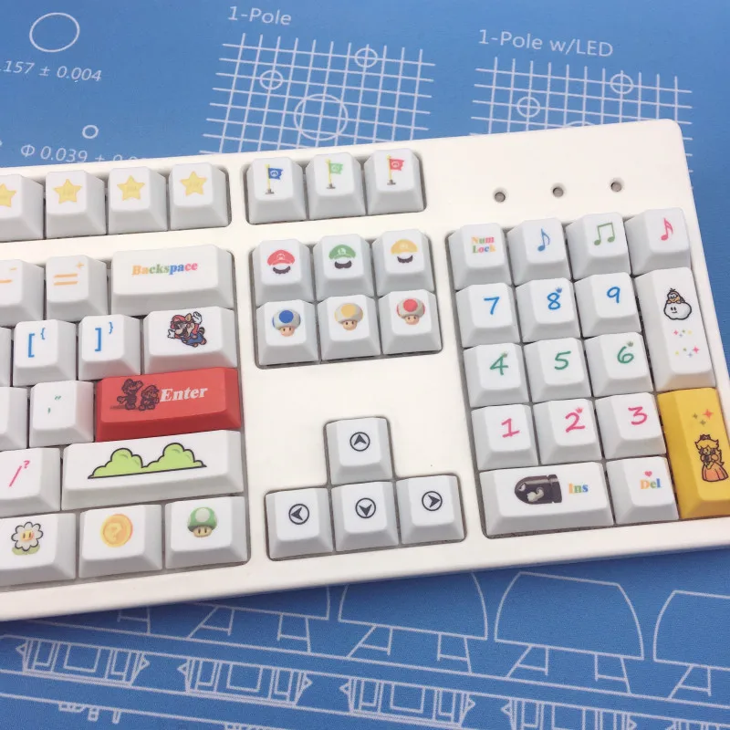 Mario Keycap механическая клавиатура с сублимационной краской, клавиатура PBT, тема Марио, высота для компьютерных игр, Keycap Cherry