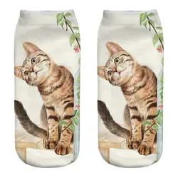 SAGACE 1 пара носков кошка Printed Crew Для женщин Для мужчин Смешные носки 3D Сублимированный упругие Новинка Сумасшедший Прохладный носки для