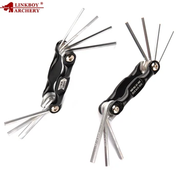 

Linkoby Archery 7 Piece Folding Allen Hex Key Ring Wrench Set Tool Easy To Store Bow and Arrows Hunting Accessories