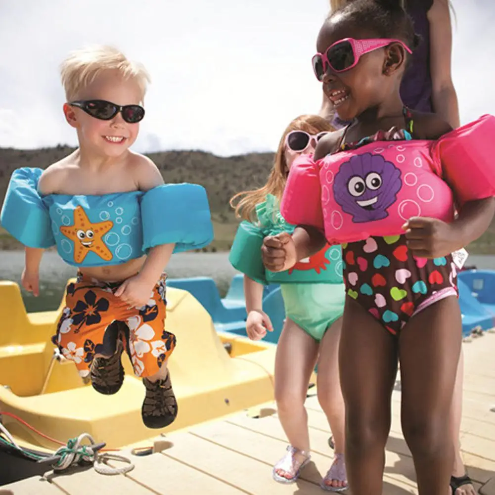 Детская одежда для плавания, детский плавательный круг, куртка для плавания с рисунком, спасательный жилет, защитные жилеты, плавательные нарукавники, аксессуары для бассейна