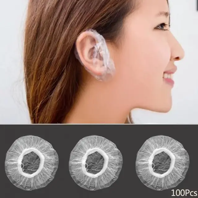 100pcs/pack Earcaps Disposable Polyethylene Ear Covers Shield Protect Tint Clip Dye hair Waterproof earmuffs