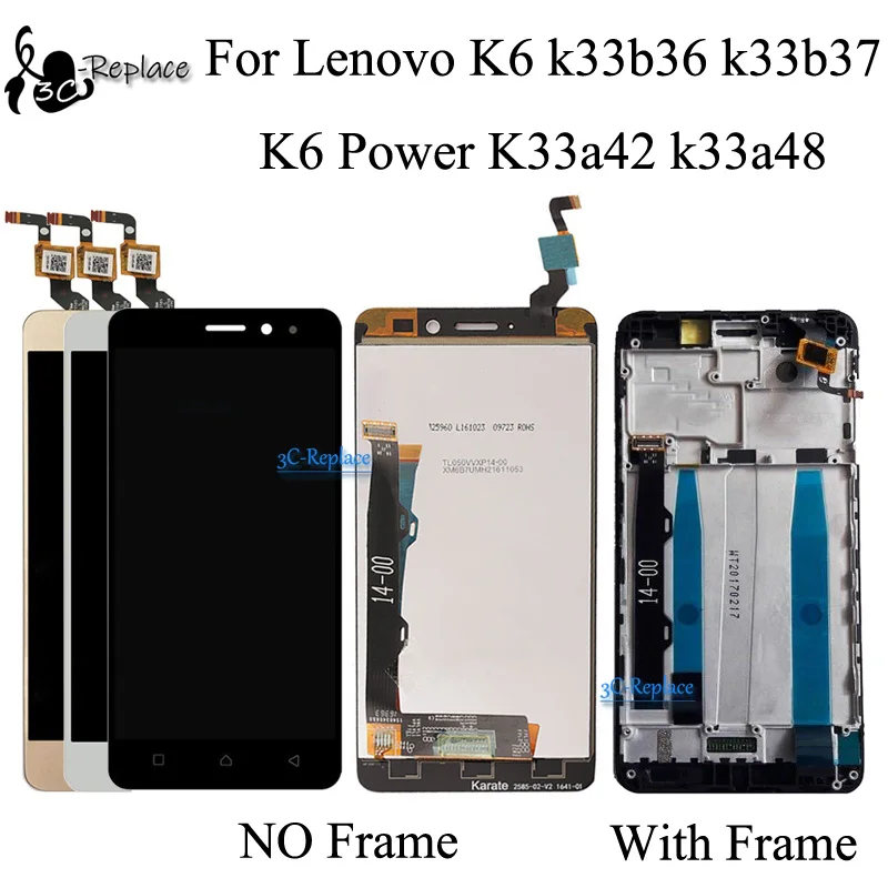 

5.0 inch For Lenovo K6 k33b36 k33b37 / K6 Power K33a42 k33a48 Touch Screen Digitizer Glass + LCD Display Assembly With Frame
