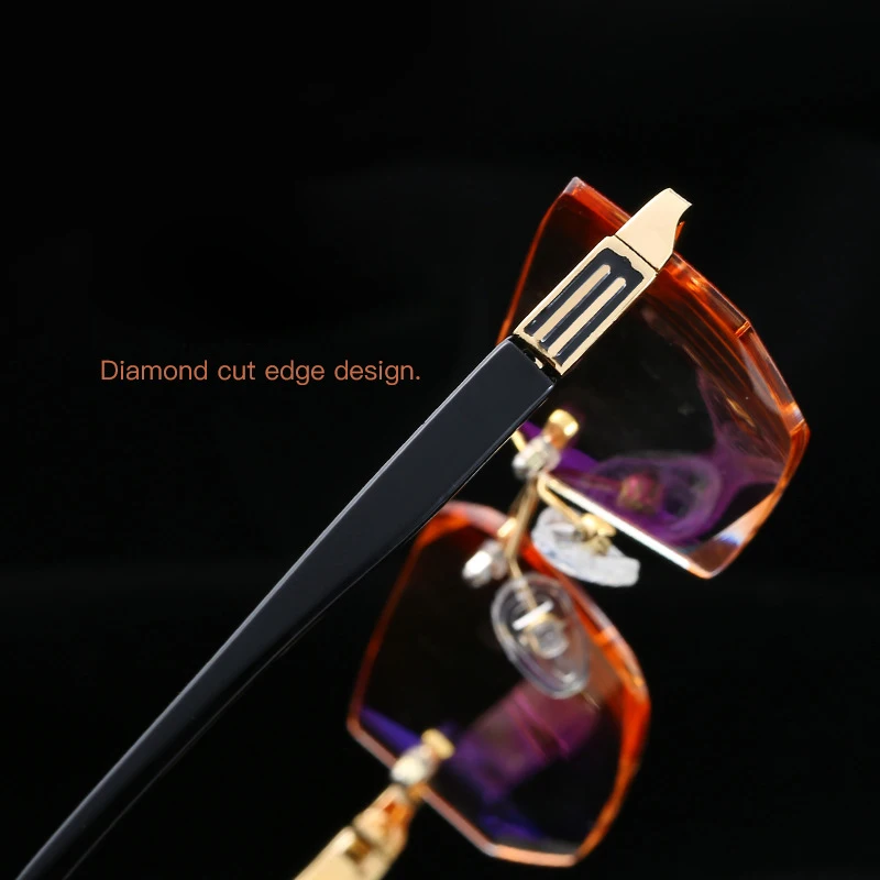 VCKA Fashionable Ultralight Rimless Reading Glasses Yellow Lens Anti-Blu-Ray Computer Glasses Presbyopia Glasses+1.0 to +4.0