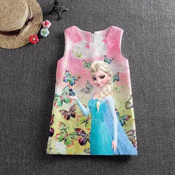 

Princess Anna Elsa Dresses for Girls Snow Queen Elsa Dress Vestidos Butterfly Flower Dress Kids Elza Costume Clothes