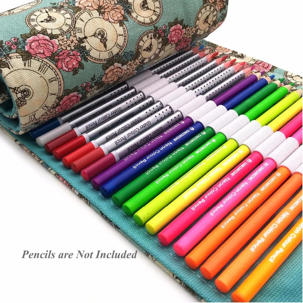 ,48 Holes Hillento canvas handmade Creative simple national wind pencil wrap pencils are not included 