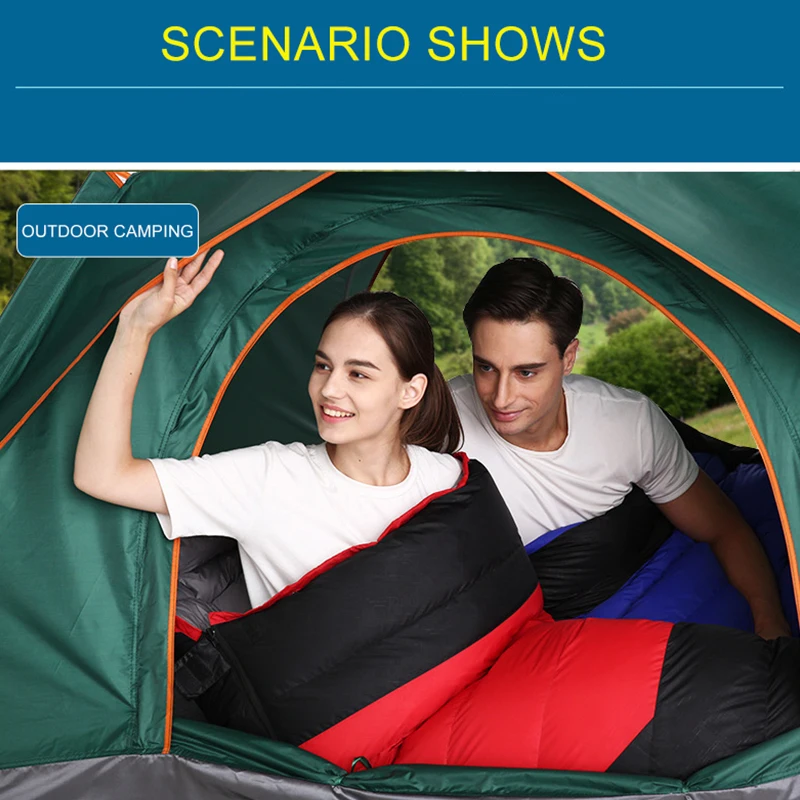 

Adult Spring Duck Down Sleeping BagSplicing Double Sleeping Bag Outdoor Travel Waterproof Sleep Bed Lightweight Envelope Sleep
