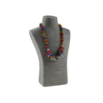 

29*18cm Hemp Rope PVC Portrait Necklace Display Stand Holder jewellry Mannequin Bust Neck Jewelry Display Stand Gray/Gray Color