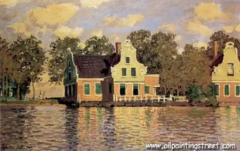 

Oil Painting Reproduction on linen canvas,Houses along the zaan at zaandam by Claude Monet,100% handmade,free shipping