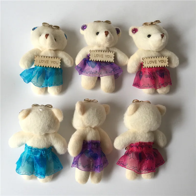 Mini Bear Plush Toys Letters I Love You Romantic Bear Dolls Brinquedos Wedding Party Flower Bouquet Decor 11cm 2pcs (15)