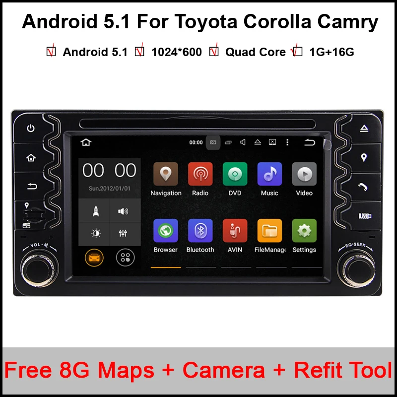 Android 5.1 Quad Core RK3188 Процессор 2 din универсальный Радио автомобильный DVD GPS стерео для Toyota Corolla Camry Prado RAV4 hilux Vios карты