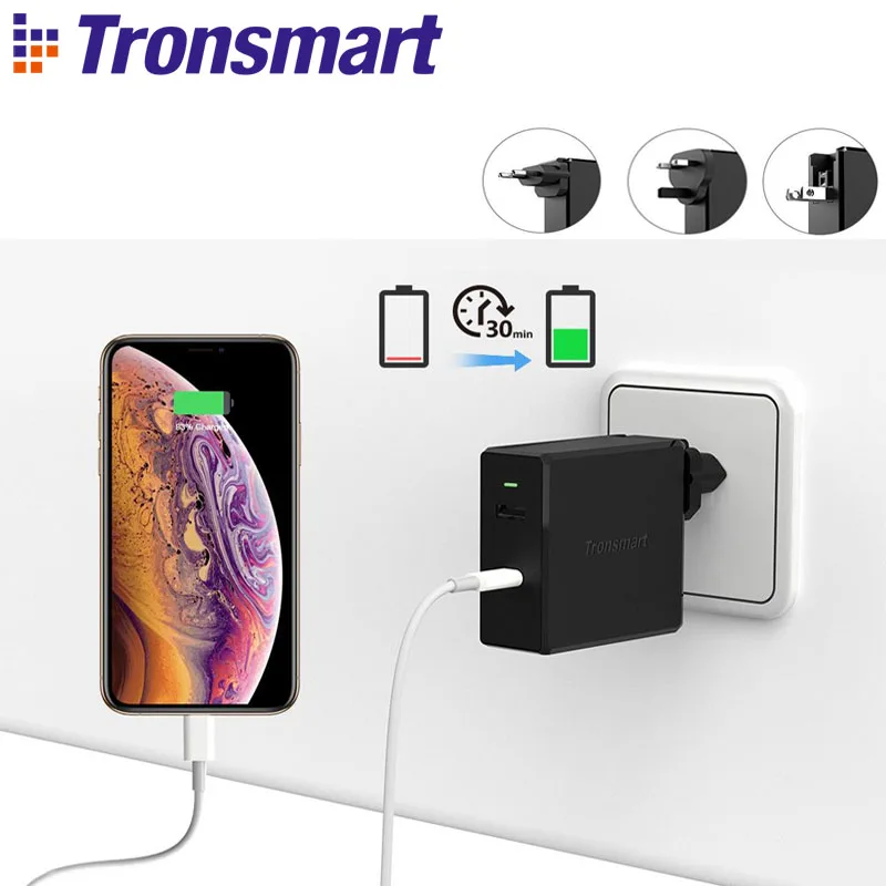 

Tronsmart WCP03 57W USB Wall Charger PD 3.0 Quick Charger Extensive Compatibility and Foldable Plug for HUAWEI,Iphine,Xiaomi