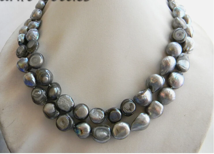 

fast2Strands 18'' 12mm Gray Baroque Freshwater Pearl Necklace AAA