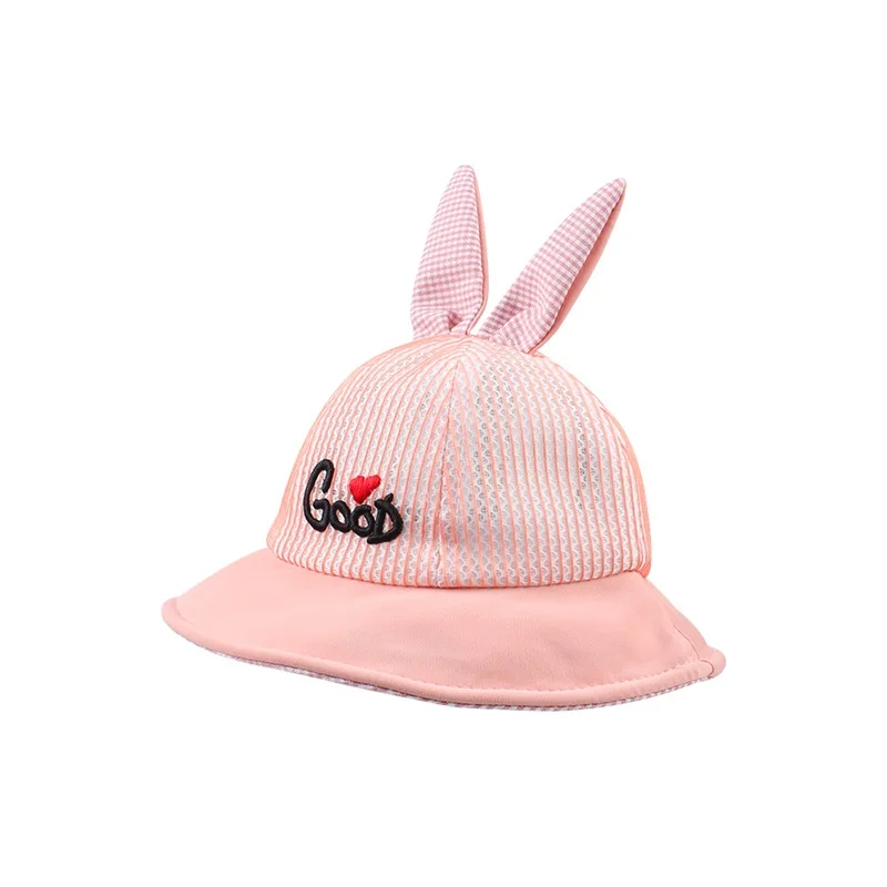 Mesh Bunny Baby Hat Breathable Soft Kids Hat Boys Girls Summer Sun Cap Wide Brim Lace Up Baby Hat With Ears Baby Girls Clothing (9)