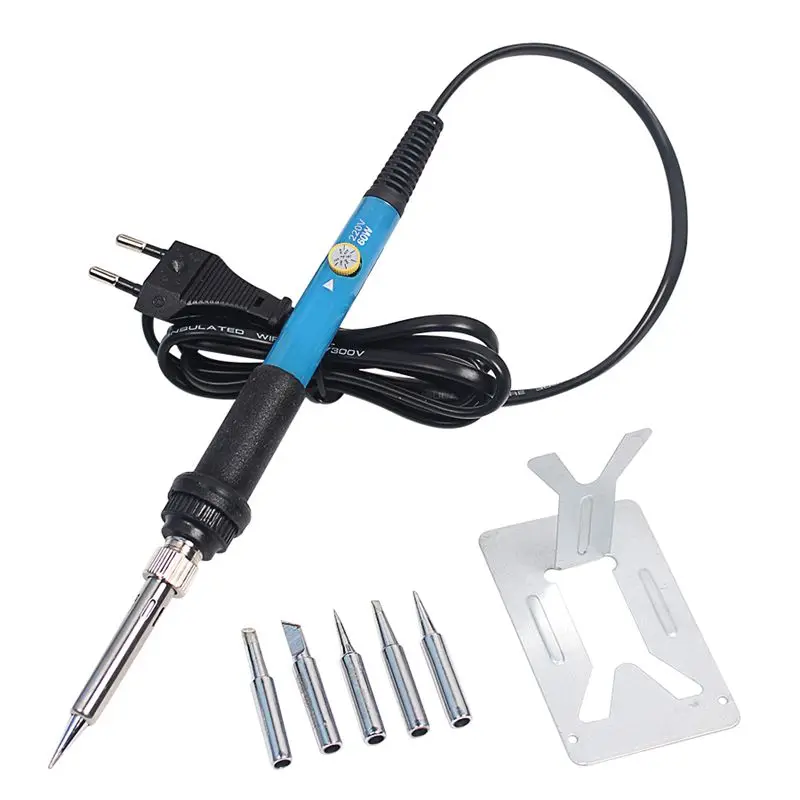 EASY-60W Регулируемая температура Электрический паяльник ручка тепловой Карандаш инструмент с железными наконечниками подставка для сварки
