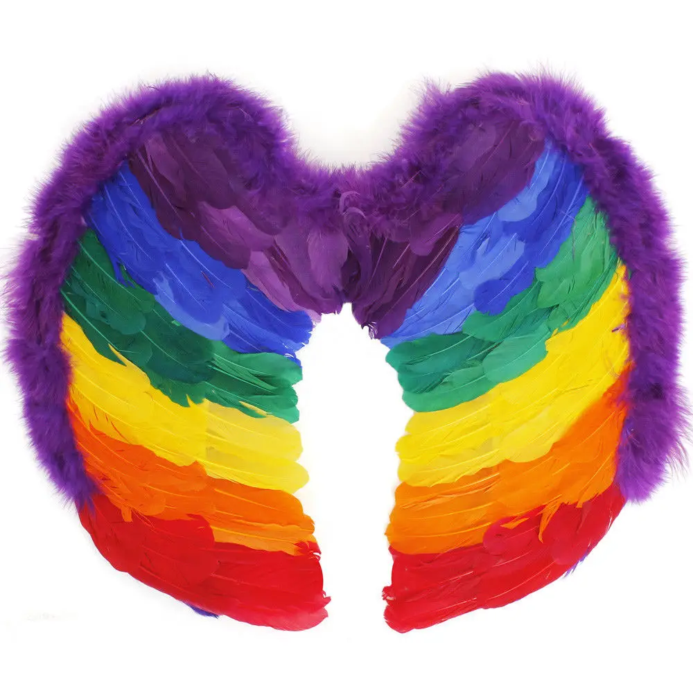 Angel Wings Adults Fairy Fancy Dress Costume Accessory Black White Multi