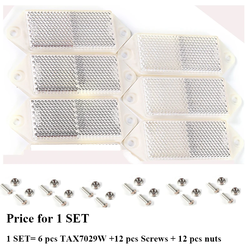 

AOHEWEI 6 PCS white rectangular reflector strip position light amber reflector for trailer side marker reflector ECE Approval