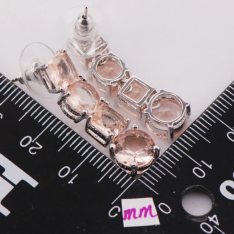 Морганит женские 925 пробы серебряные серьги с кристаллами TE460