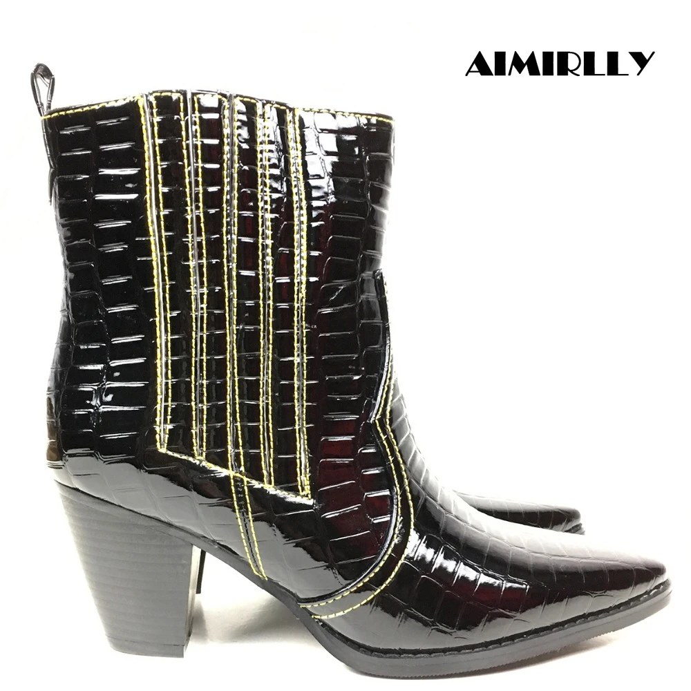 black cowboy booties womens