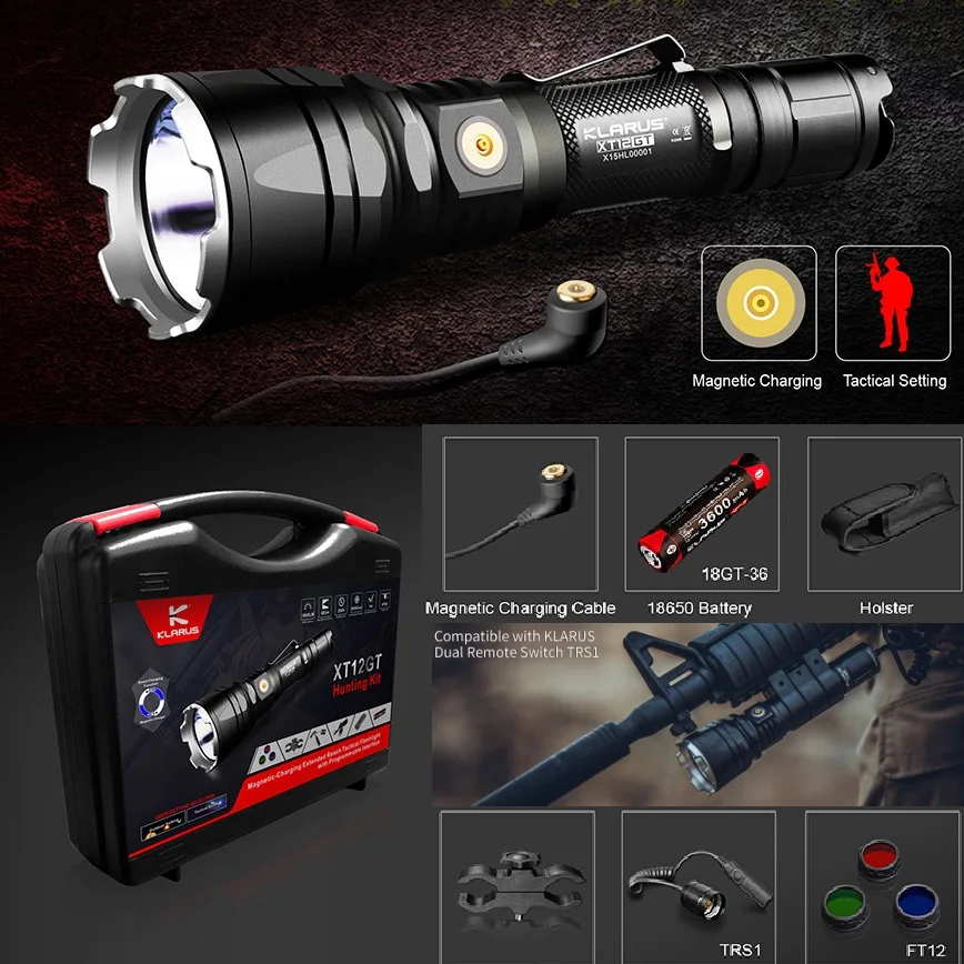 1 комплект светодиодный фонарик KLARUS XT12GT 1600 люмен CREE XHP35 HI D4 водонепроницаемый