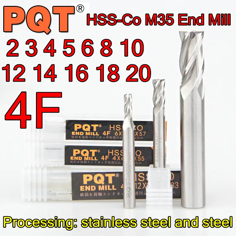 2 3 4 5 6 8 10 12 14 16 18 20 мм PQT HSS Co5 % M35 обработка концевой фрезы: нержавеющая сталь и