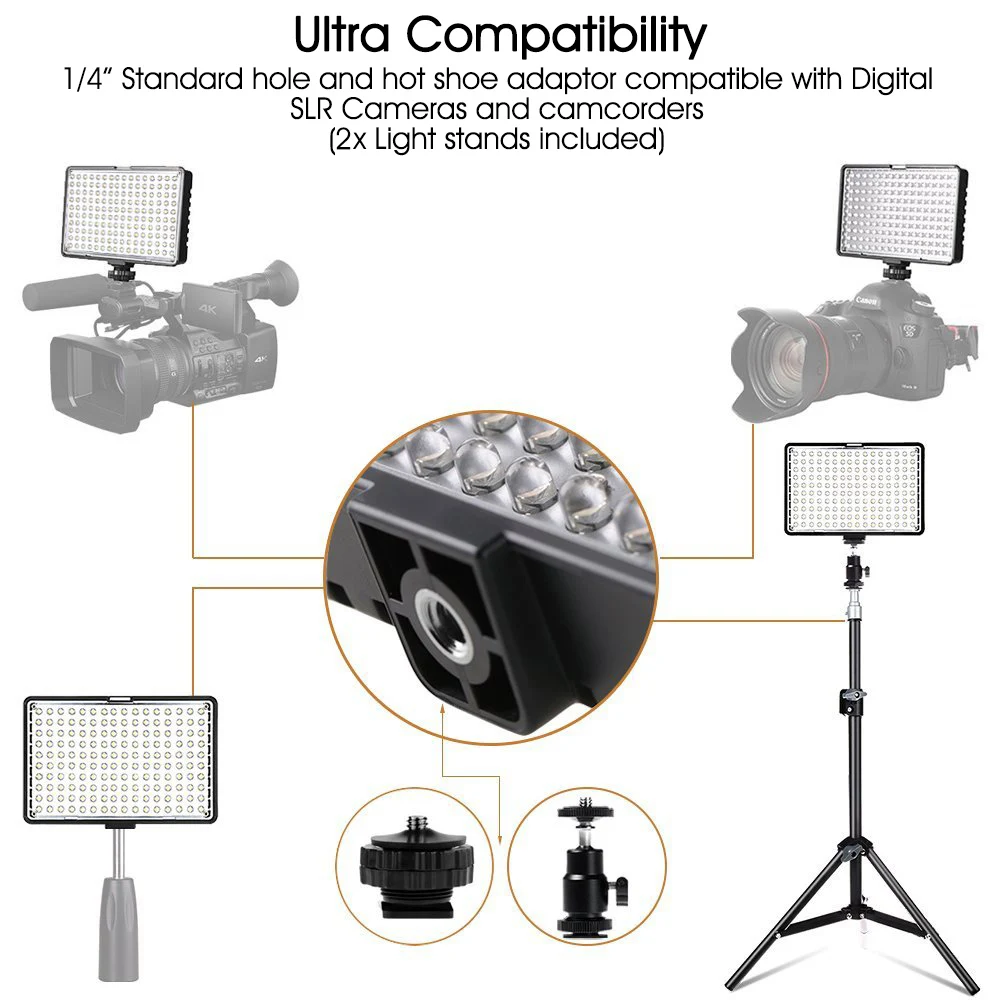  spash TL-160S 2 Sets LED Video Light 3200K/5600K CRI85 Photography Lighting Studio Photo Lamp Panel - 32848928621