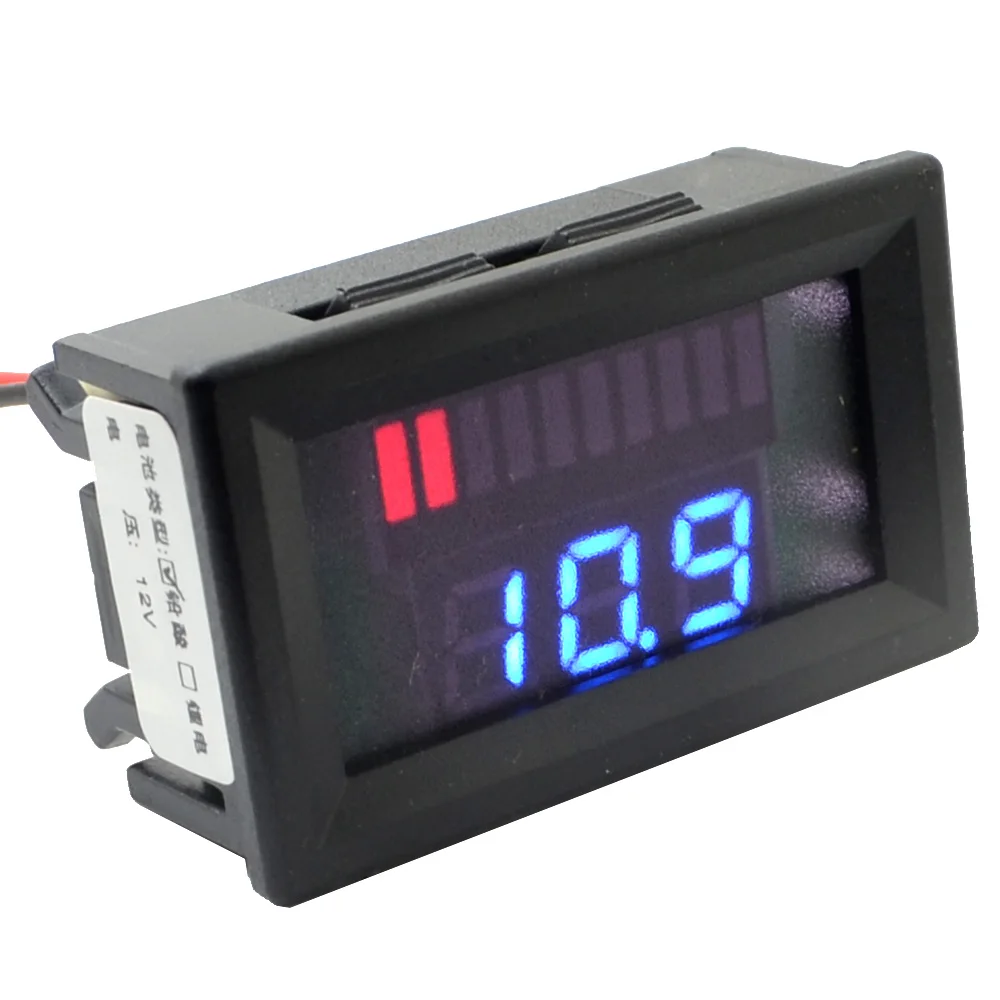 10 шт. 12 В кислотный свинцовый индикатор для аккумулятора емкость батареи цифровой светодиодный тестер Вольтметр с двойным дисплеем 10001201