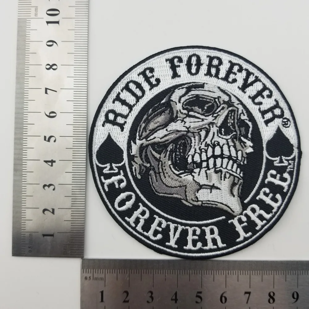 Spade Skull Ride free Outlaw Anarchy biker Patch custom biker military patches text cool garment labels clothing decoration (2)
