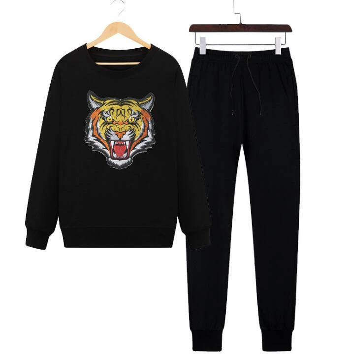 

Men Gym TrackSuit Sport Jacket Zipper Suit Set Trousers Pants Jogging Black Grey Red Tiger Patch