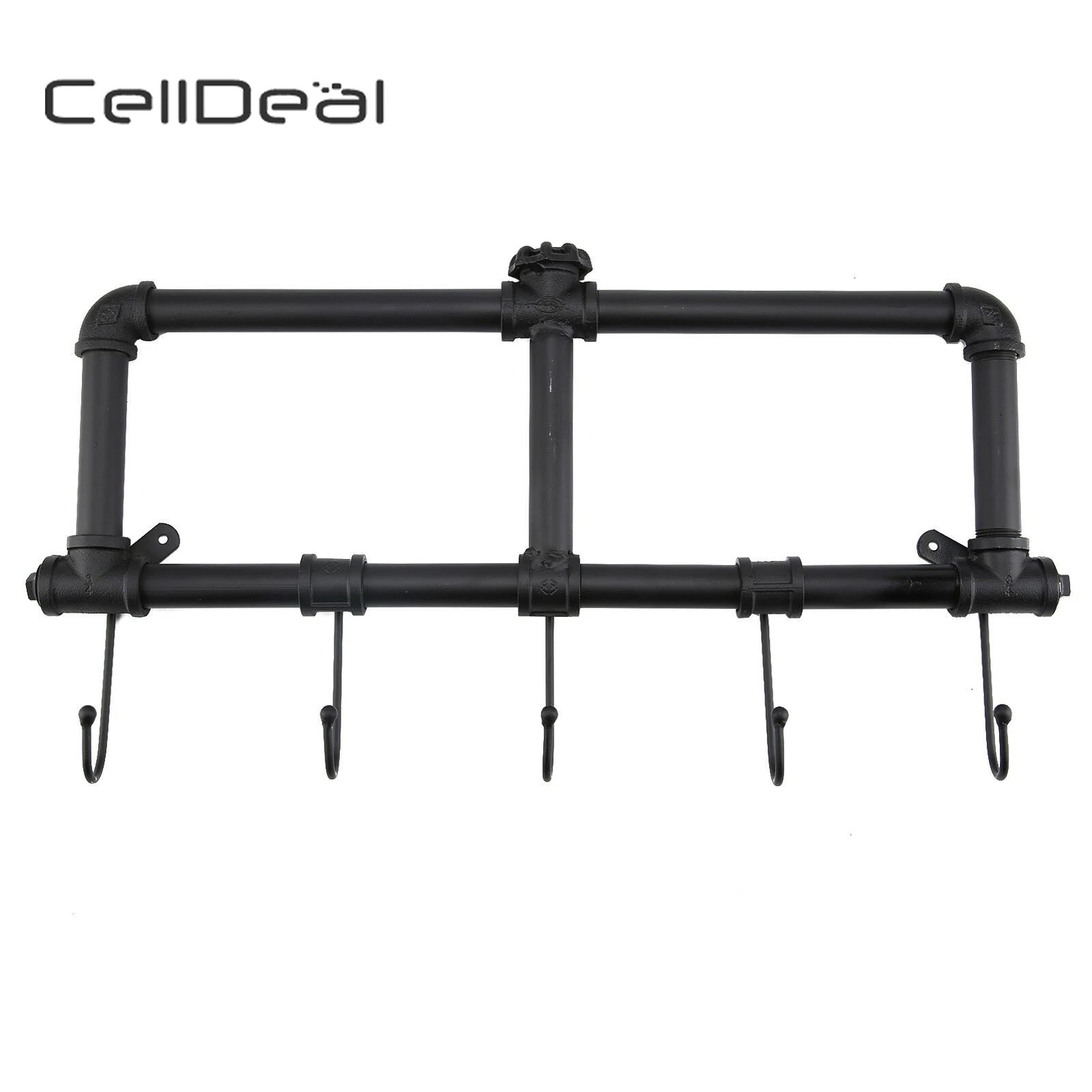 

Vintage Industrial Wall Mounted Coat 5 Hooks Rack Pegs Towel Rail Urban Shelf Towel Hanger Door Hanger