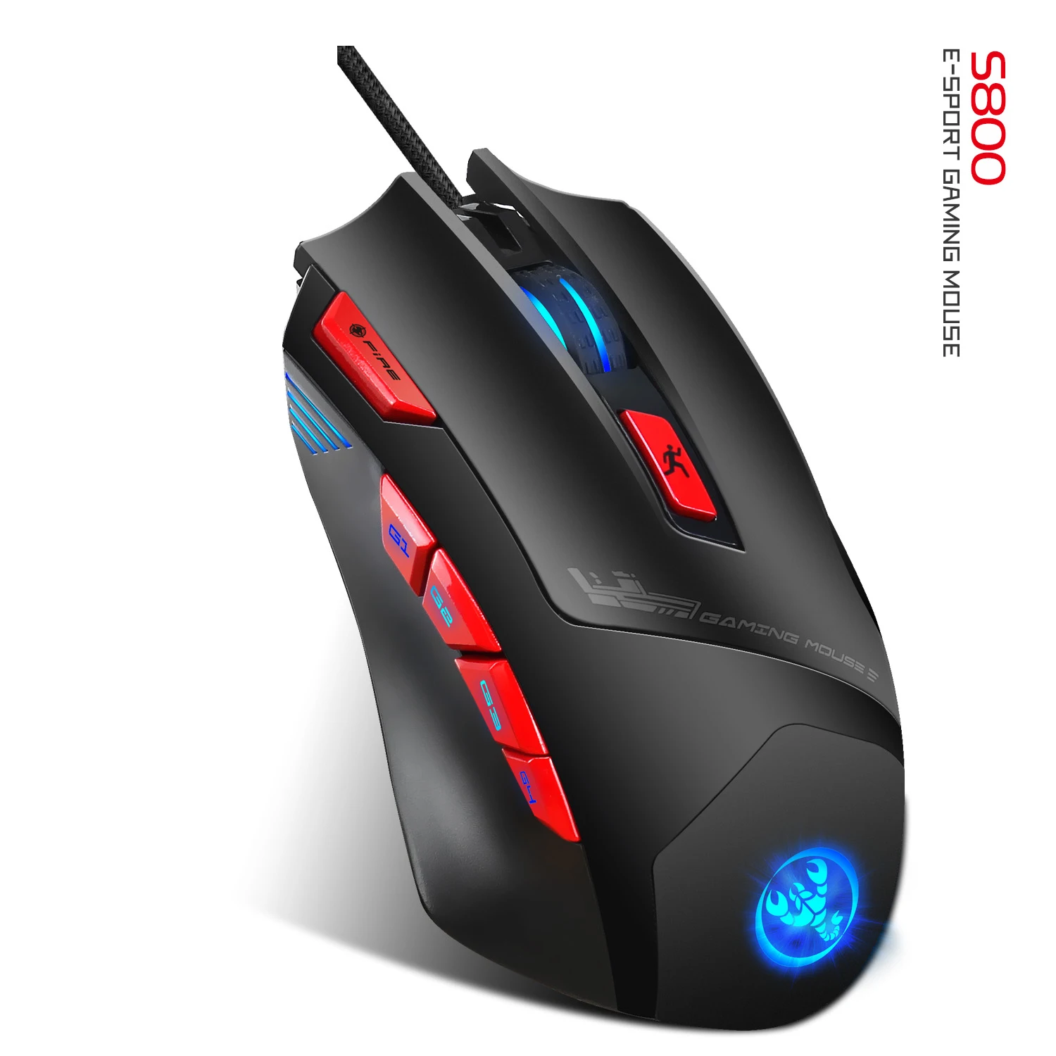 

HXSJ USB Wired Gaming Mouse 9 Buttons 6000DPI Optical Macros set the drive Backlit Mice For computer laptop game PUBG LOL