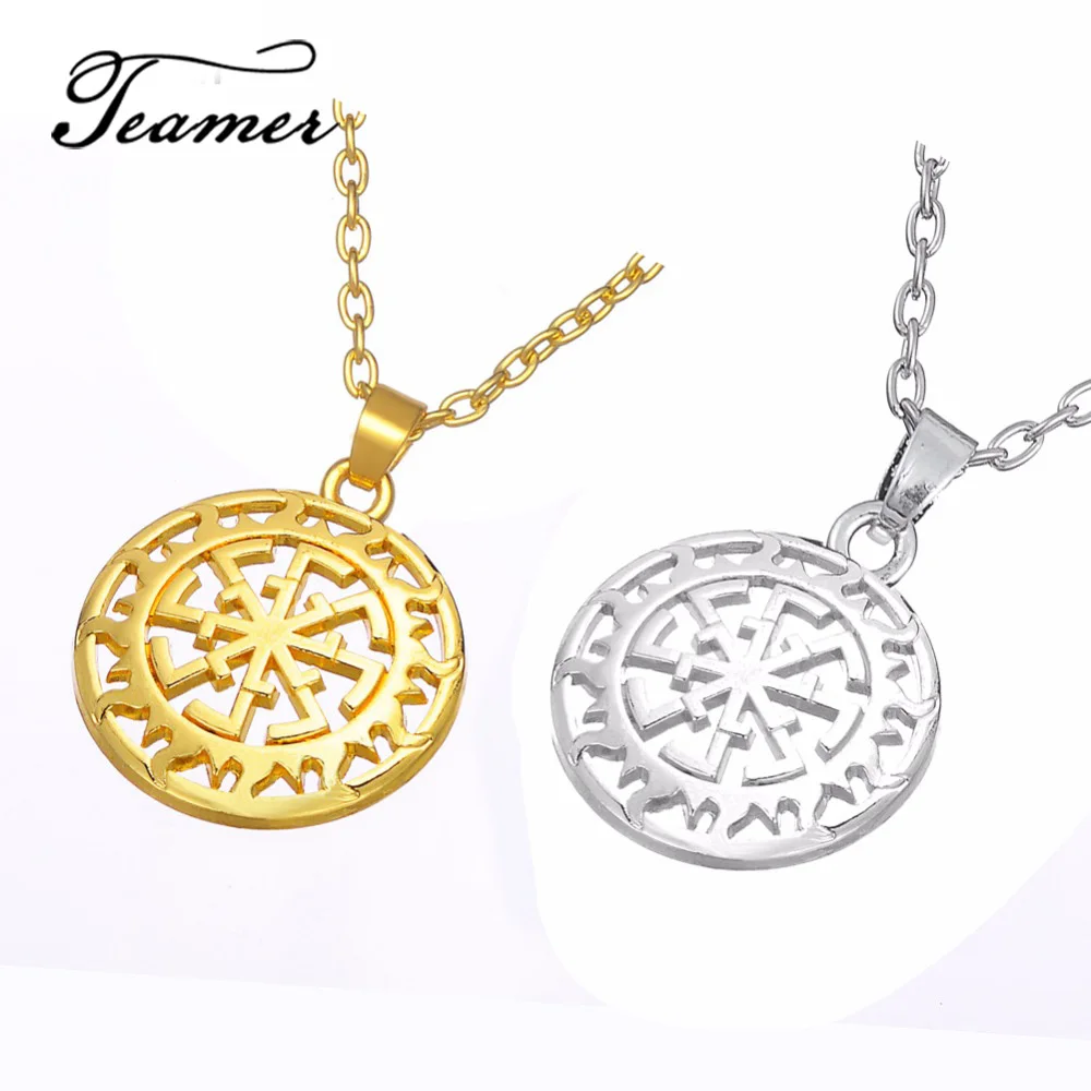 Teamer Adjustable Link Chain Sun Talisman Pendant Necklace Silver Color Round Power Amulet Jewelry for Woman/Man /Friends | Украшения и