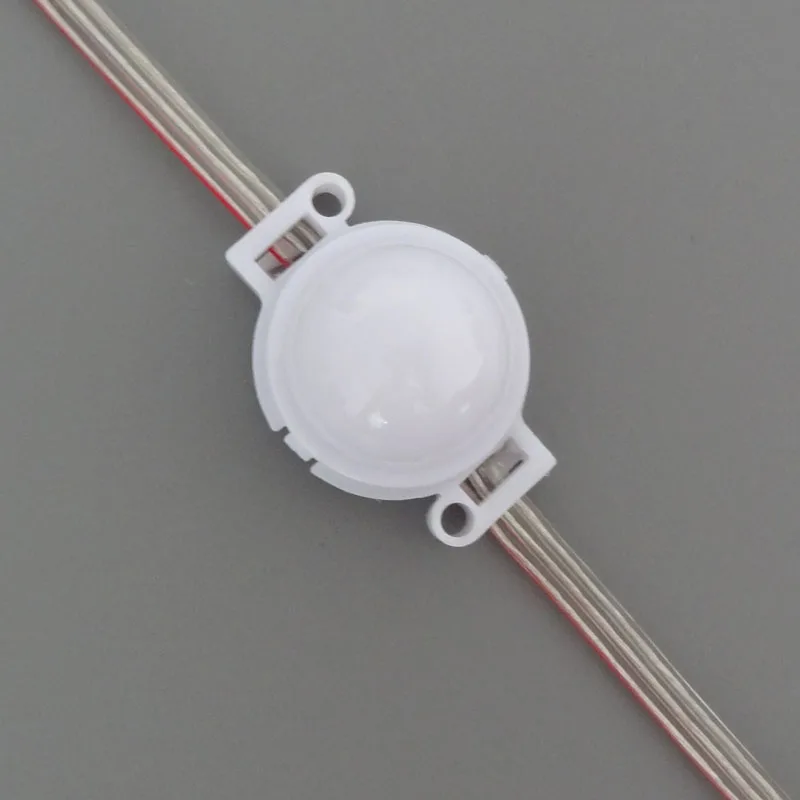 

20pcs/string 30mm 12V WS2811 LED addressable rgb full color pixel module;IP68;milky cover;0.72W;clear wire