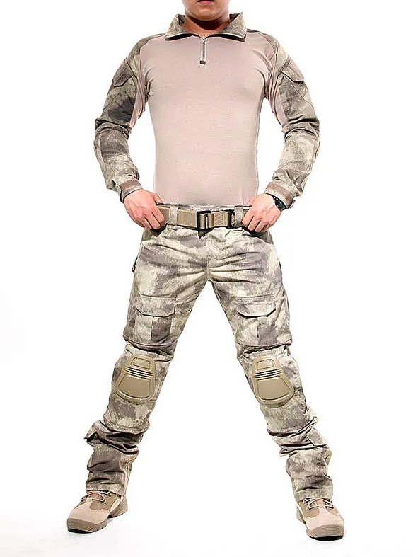 На открытом воздухе Спорт Airsoft лягушка костюм армия Военная Униформа форма Тактический морской пехоты США армейские куртка+ Брюки для девочек Охота одежда - Цвет: ATACS Grey