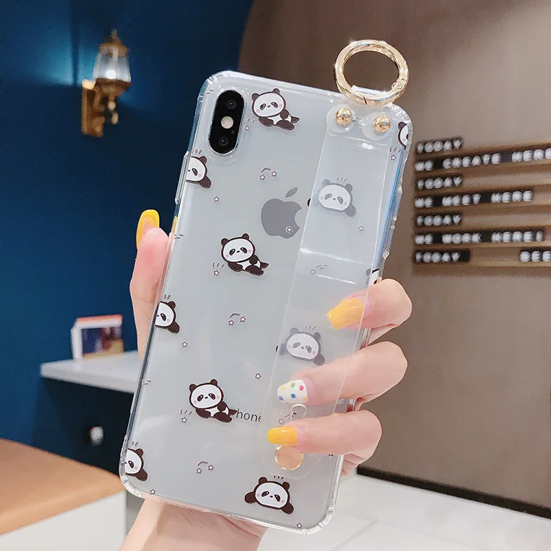 New Animal Print Case with Finger Ring for iPhone X XS XR MAX TPU Transparent Cover 8 plus 7 6 6s |