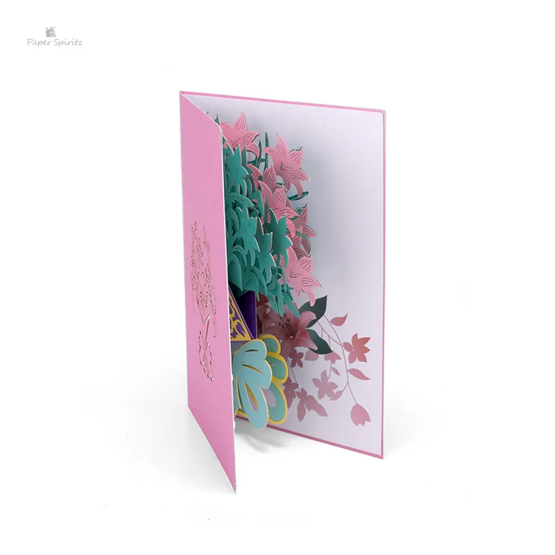  PAPER SPIRITZ Flower Bouquet 3D laser Pop Up Paper Card with Envelope Invitations Greeting Cards Gi - 32895794639