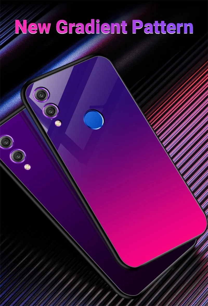 Gradient Glass Case For Huawei Honor 8X 9 Lite 10 Color Phone Case For Huawei P20 Lite P Smart Plus Nova 3i Luxury Cover Shell
