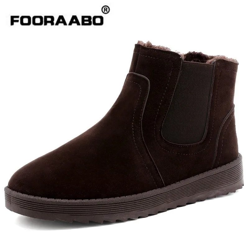 

Men Boots Winter With Fur 2018 Warm Snow Boots Men Winter Boots Solid Color Mens Footwear Fashion Short Rubber Ankle Shoes