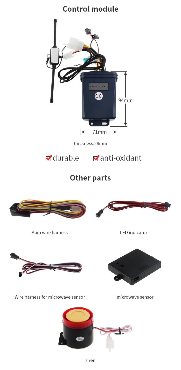 Качество EASYGUAR с подкладкой мотоцикл сигнализация ЖК-дисплей дисплей аккумуляторная передатчик дистанционного запуск
