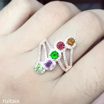 

KJJEAXCMY fine jewelry 925 925 pure silver inlay natural gem female miniature life tree ring