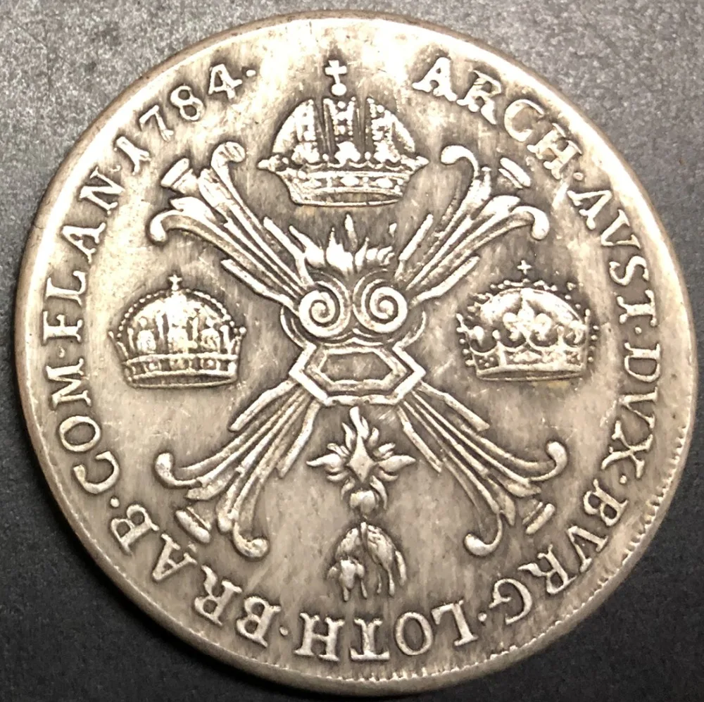 

1784 Austrian Netherlands 1 Kronenthaler - Joseph II Silver Plated Coin Copy
