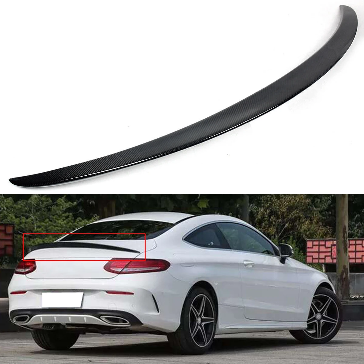 

New Real Carbon Fiber Trunk Spoiler Wing For 15-18 for Mercedes for Benz W205 C300 C63 Style 2 Door for Coupe