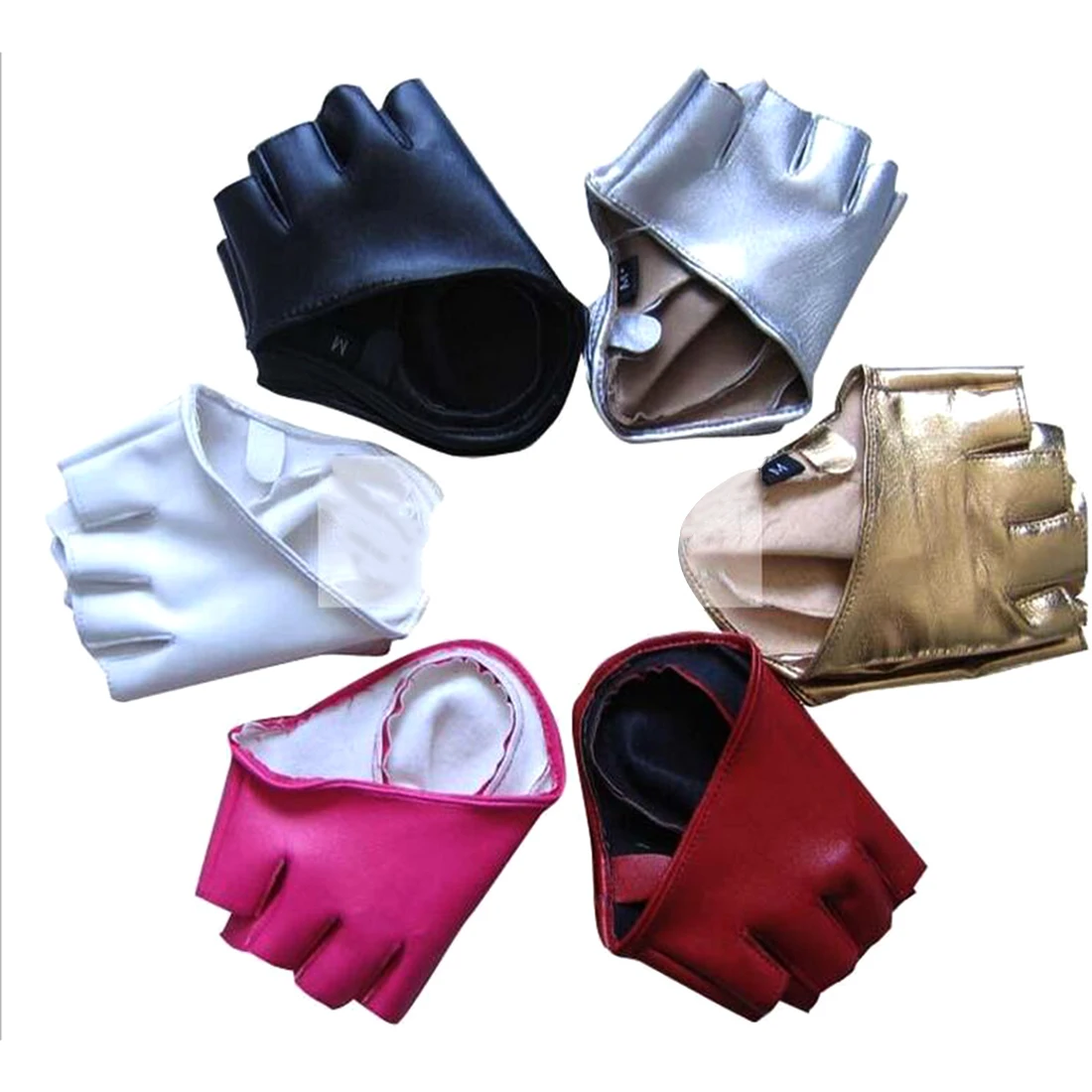 

2018 New Fashion Women's Leather Gloves Half Finger Gloves Fingerless Driving Show Jazz Gloves Pole Dance Performance Gloves Hot