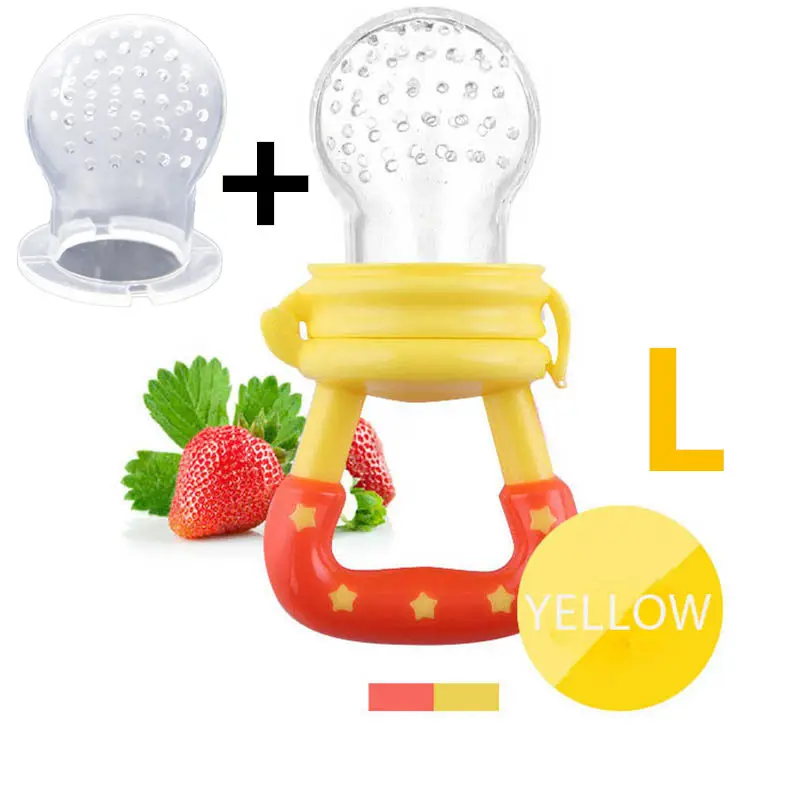 yellow L Свежих продуктов Nibbler для соски-пустышки Feeder дети фрукты подачи соски для кормления; безопасные детские принадлежности соска соски-пустышки бутылочки - Цвет: yellow L
