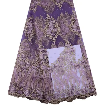 

African Lace Fabric 2018 High Quality French Tulle Lace Fabric Beautiful Pink Lace With Stones For Nigerian Wedding Dress Y1444